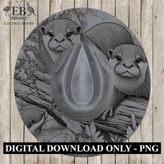 Otters 6 Hat File, Hat Burning Design, Digital Download PNG, Hat Burning Template, Hat Laser Engraving Design, Otter Design, Hat File EB325