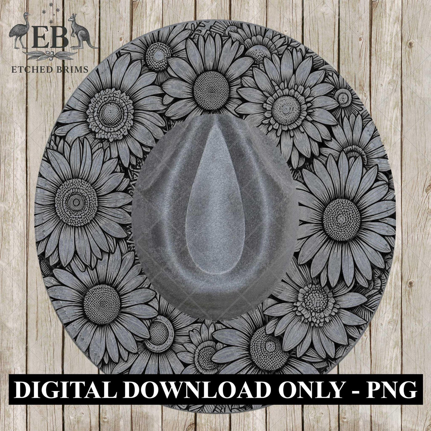 Daisy Daisies Flowers 1, Hat Burning Design, Digital Download PDF & PDF Hand Burning, Wide Brim Hat, Printable Hat Template, EB612