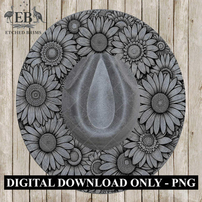 Daisy Daisies Flowers 1, Hat Burning Design, Digital Download PDF & PDF Hand Burning, Wide Brim Hat, Printable Hat Template, EB612