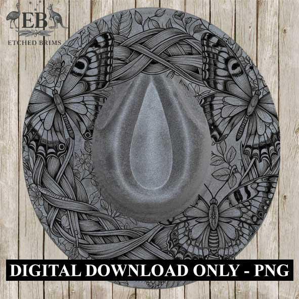 Butterflies 7 Hat File, Laser Hat Burning Design, Digital Download PNG, Hat Burning Template, Hat Laser Engraving Design, Hat File EB82