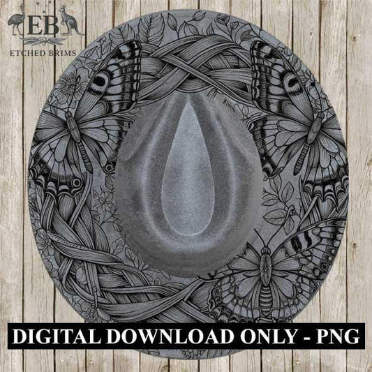 Butterflies 7 Hat File, Laser Hat Burning Design, Digital Download PNG, Hat Burning Template, Hat Laser Engraving Design, Hat File EB82
