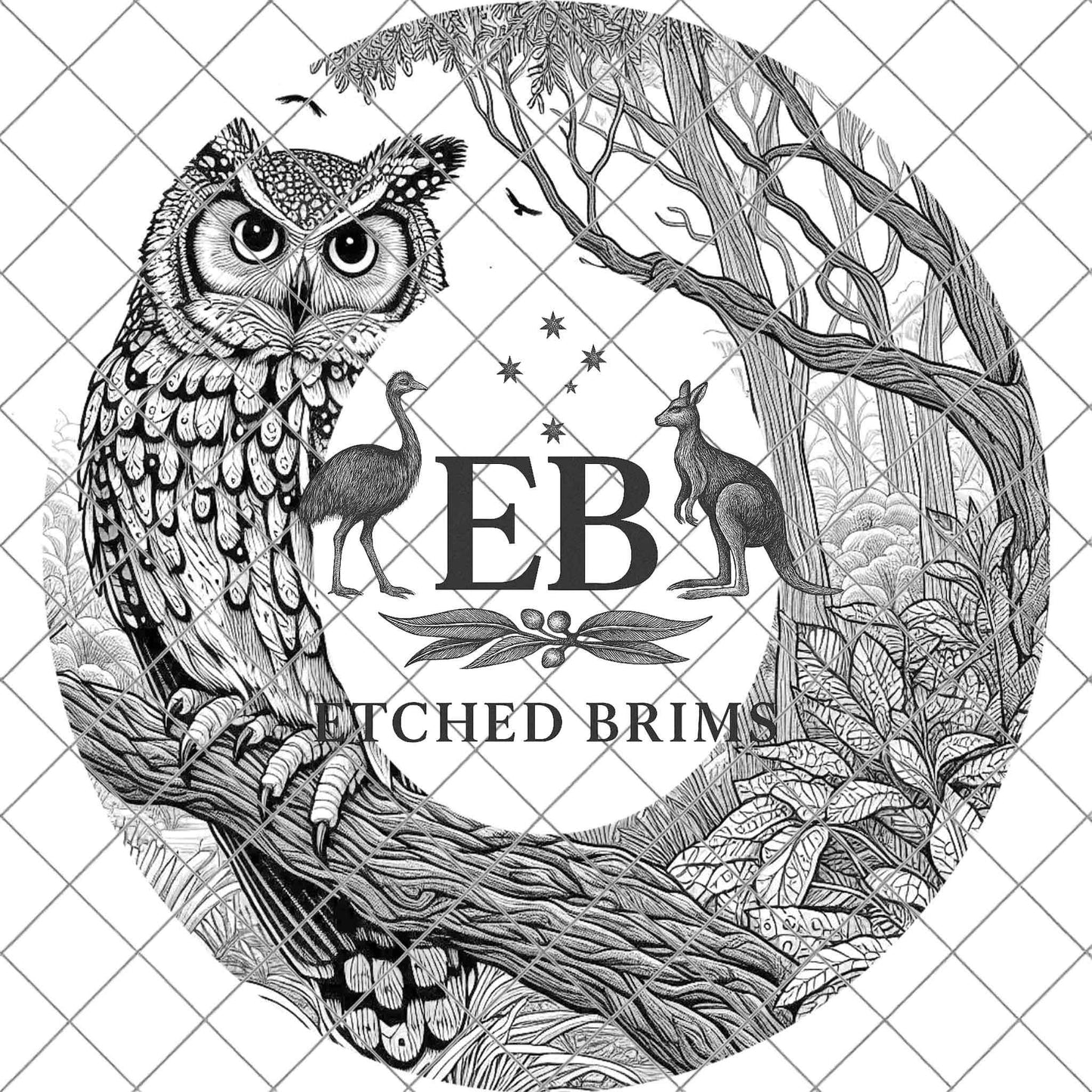 Owl 6 Laser Hat Burning Design, Digital Download PNG, Hat Burning Template, Hat Laser Engraving Design, Wide Brim Hat Laser File, EB626