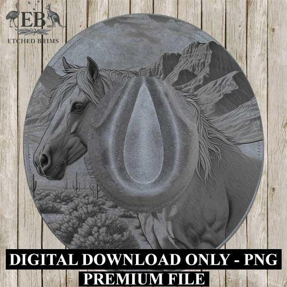 Desert Horse 4, Laser Hat Burning Design, Digital Download PNG, Hat Burning Template, Hat Laser Engraving Design, Hat File EB346