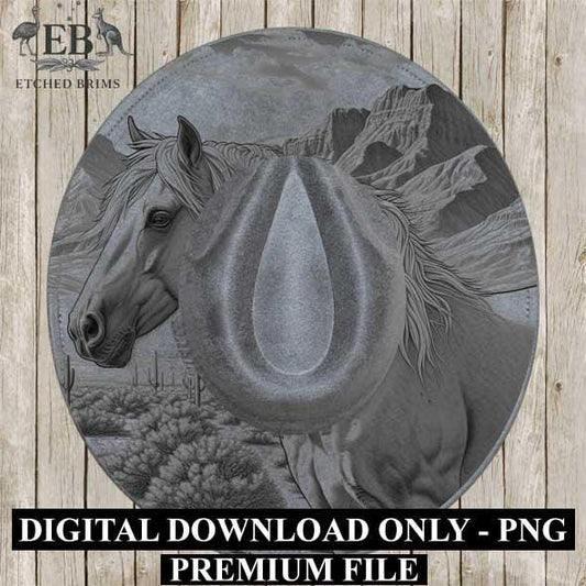 Desert Horse 4, Laser Hat Burning Design, Digital Download PNG, Hat Burning Template, Hat Laser Engraving Design, Hat File EB346