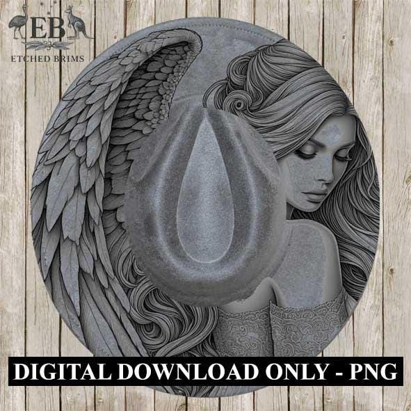 Angel 4, Wings, Laser Hat Burning Design, Digital Download PNG, Hat Burning Template, Hat Laser Engraving Design Wide Brim Hat File EB190