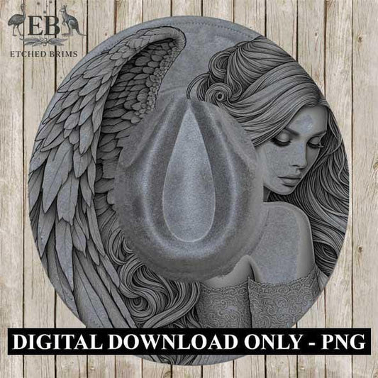 Angel 4, Wings, Laser Hat Burning Design, Digital Download PNG, Hat Burning Template, Hat Laser Engraving Design Wide Brim Hat File EB190