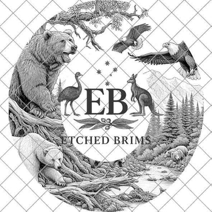 Bear 2, Eagle & Trees, Laser Hat Burning Design, Digital Download PNG, Hat Burning Template, Hat Laser Engraving Design, Hat File EB358