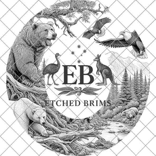 Bear 2, Eagle & Trees, Laser Hat Burning Design, Digital Download PNG, Hat Burning Template, Hat Laser Engraving Design, Hat File EB358