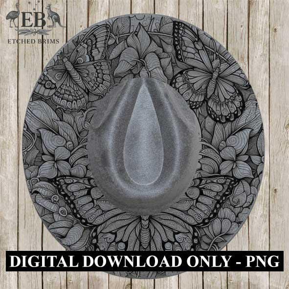 Butterflies Flowers 8 Hat File, Laser Hat Burning Design, Digital Download, Hat Burning Template, Hat Laser Engraving Design, Hat File EB282