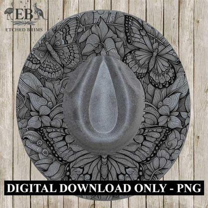Butterflies Flowers 8 Hat File, Laser Hat Burning Design, Digital Download, Hat Burning Template, Hat Laser Engraving Design, Hat File EB282