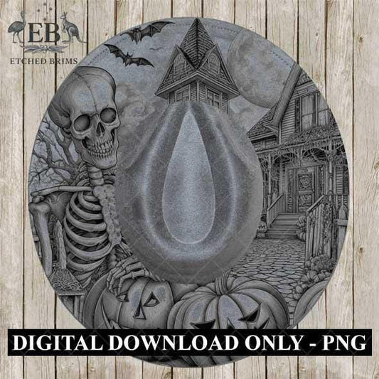 Halloween Hat Template, Skeleton Hat Burning Design, Spooky Season, PNG, Hat Burning Stencil, Hat Burning Design, Engraving Pattern, EB471