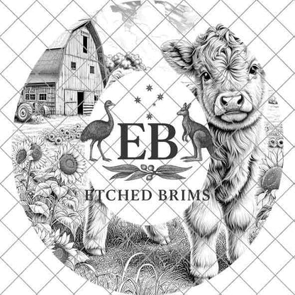 Highland Cow #7, Laser Hat Burning Design, Digital Download PNG, Hat Burning Template, Hat Laser Engraving Design, Wide Brim Hat File, EB51