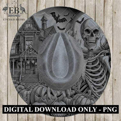 Halloween Hat Template, Skeleton Hat Burning Design, Spooky Season, PNG, Hat Burning Stencil, Hat Burning Design, Engraving Pattern, EB472