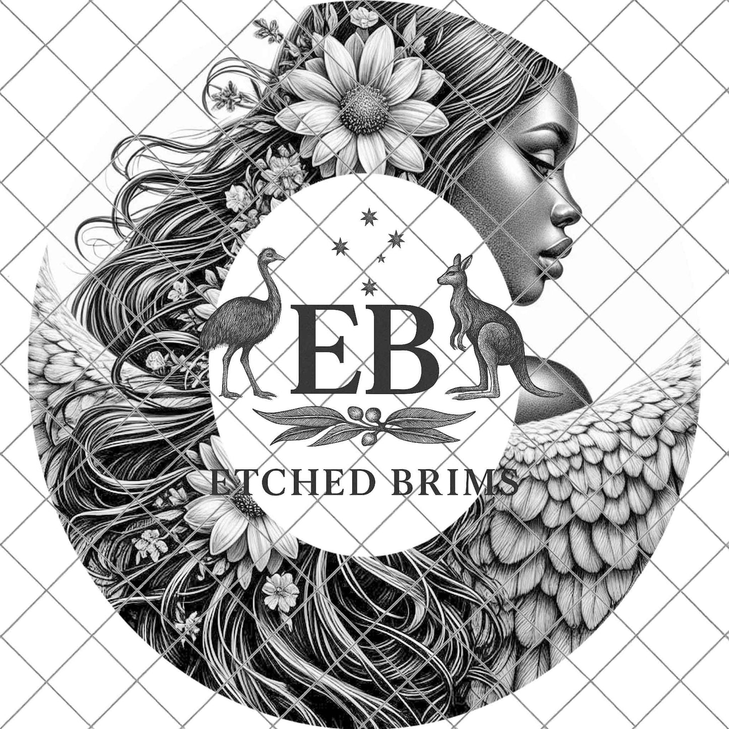 Angel Woman Wings, Hat Burning Design, Wide Brim Hat Template, Burned Hat PNG, Pyrography, Hat Design Pattern, EB816