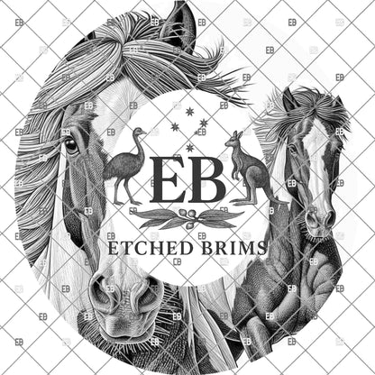 American Paint Horse, Hat Engraving, Wild Horses, Digital Download PNG, Hat Burning Template, Wide Brim Design, EB1128