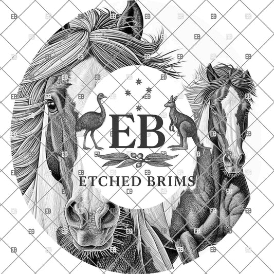 American Paint Horse, Hat Engraving, Wild Horses, Digital Download PNG, Hat Burning Template, Wide Brim Design, EB1128