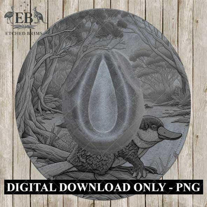 Hat Burning Design, Australian Native Platypus, Wide Brim Hat Design, Hat Burning Template, Hat Burning Stencil, Laser File, PNG File, EB480
