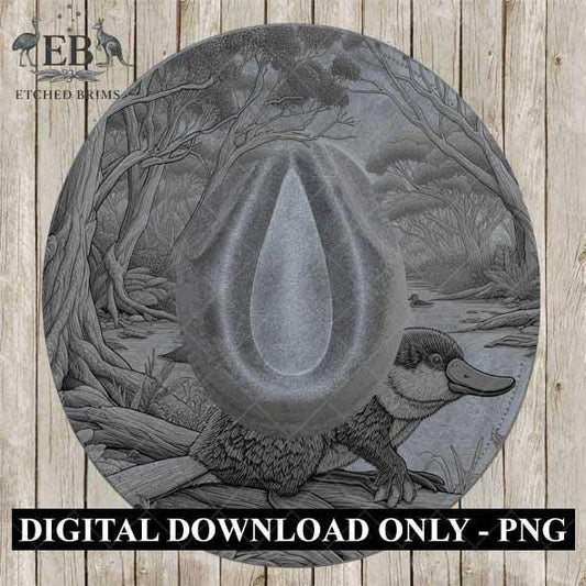 Hat Burning Design, Australian Native Platypus, Wide Brim Hat Design, Hat Burning Template, Hat Burning Stencil, Laser File, PNG File, EB480