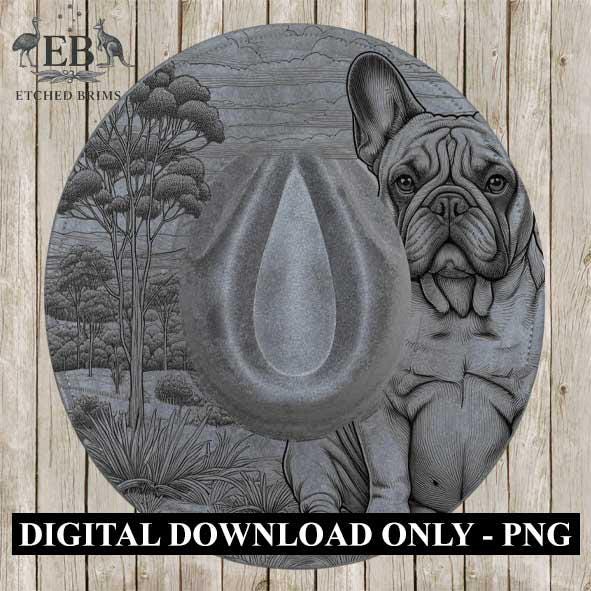 French Bulldog Hat Engraving Template – PNG for Laser Brim Burning, Digital Frenchie Farm Dog Brim File for Hat Burners and Engravers, EB386