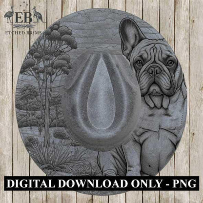 French Bulldog Hat Engraving Template – PNG for Laser Brim Burning, Digital Frenchie Farm Dog Brim File for Hat Burners and Engravers, EB386