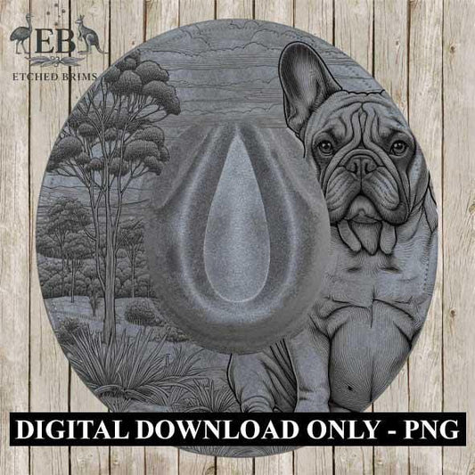 French Bulldog Hat Engraving Template – PNG for Laser Brim Burning, Digital Frenchie Farm Dog Brim File for Hat Burners and Engravers, EB386