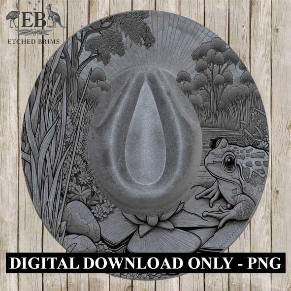 Frog & Flowers 4, Laser Hat Burning Design, Digital Download PNG, Western Hat, Hat Laser Engraving Design, Hat File EB148