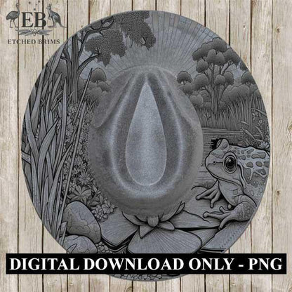 Frog & Flowers 4, Laser Hat Burning Design, Digital Download PNG, Western Hat, Hat Laser Engraving Design, Hat File EB148