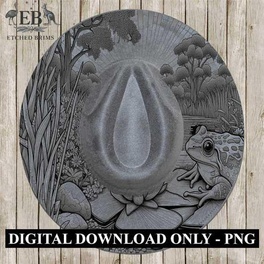 Frog & Flowers 4, Laser Hat Burning Design, Digital Download PNG, Western Hat, Hat Laser Engraving Design, Hat File EB148