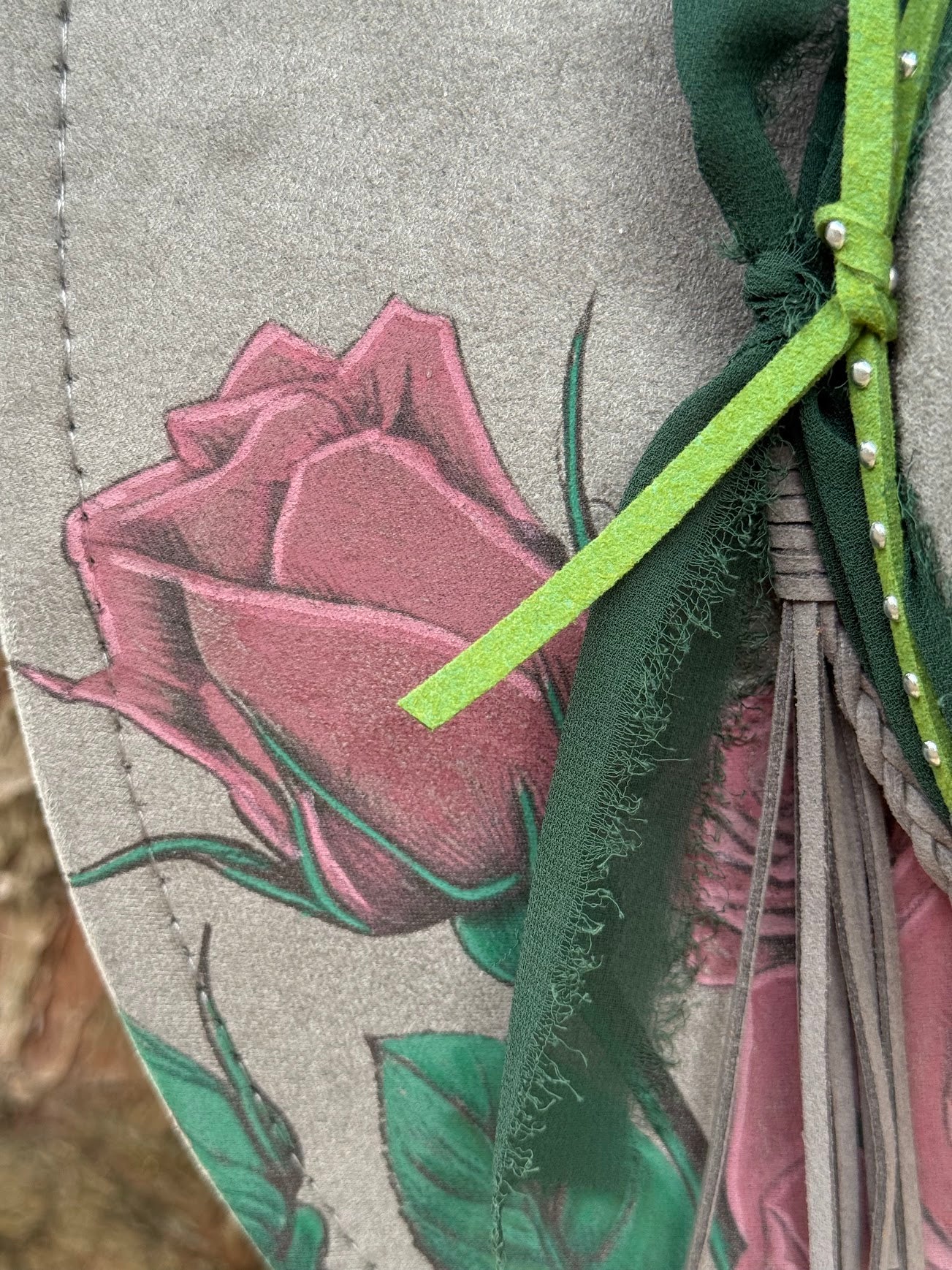 Hummingbird and Roses  - Engraved Wide Brim Hat, Vegan Suede Fedora Hat, Laser Engraved, Cowboy Hat, Burned Fedora