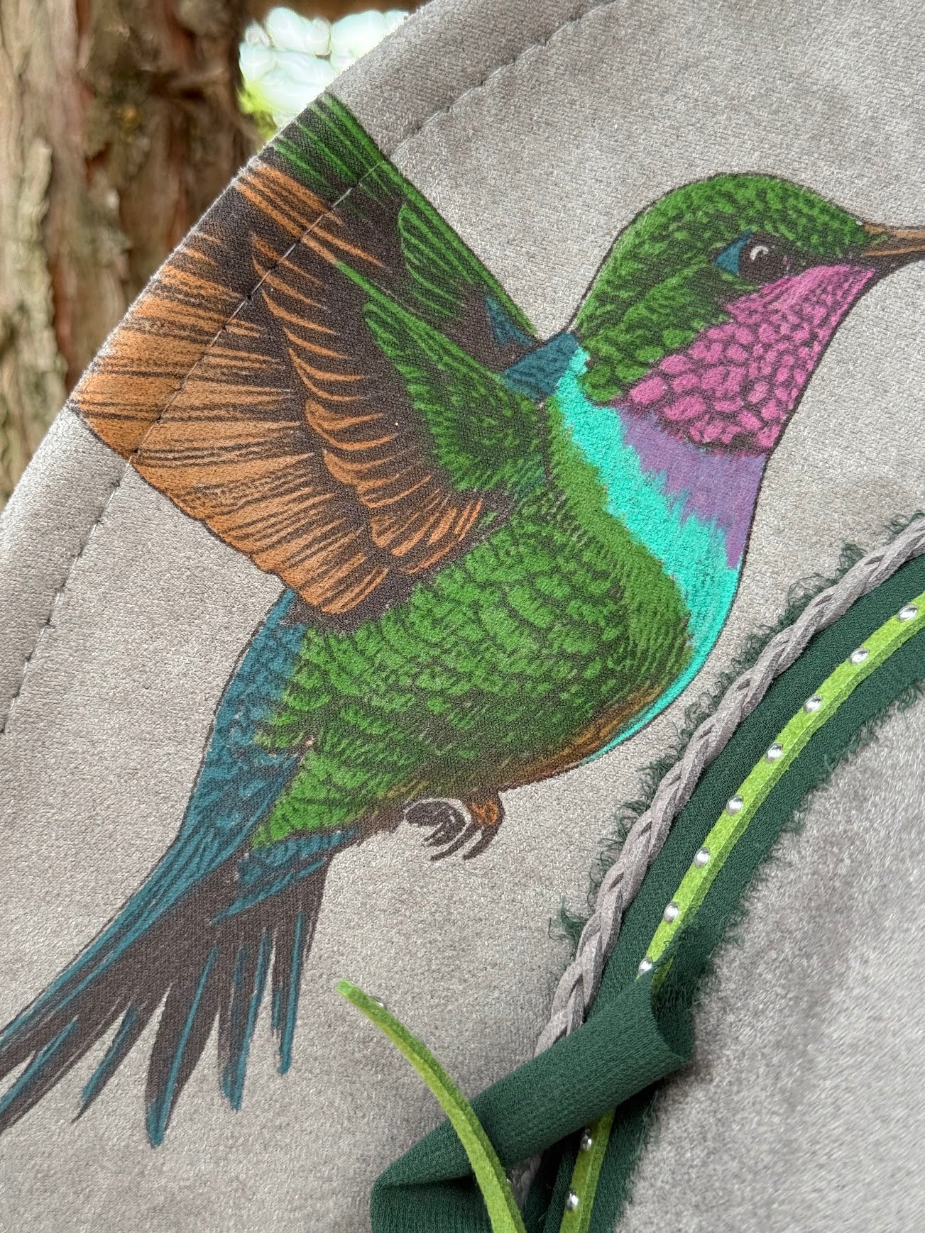 Hummingbird and Roses  - Engraved Wide Brim Hat, Vegan Suede Fedora Hat, Laser Engraved, Cowboy Hat, Burned Fedora