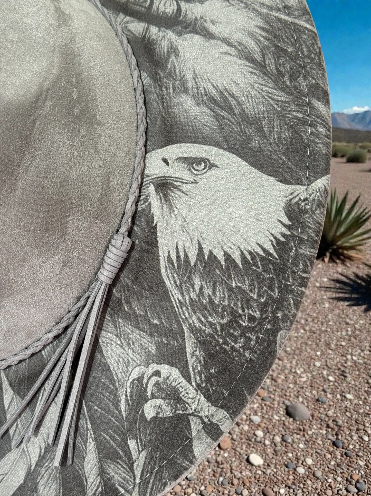 Desert Warrior Queen – Laser Engraved Native Indian Woman & Eagle Hat, Wide Brim Hat, Vegan Suede Fedora Hat, Laser Engraved, Burned Fedora