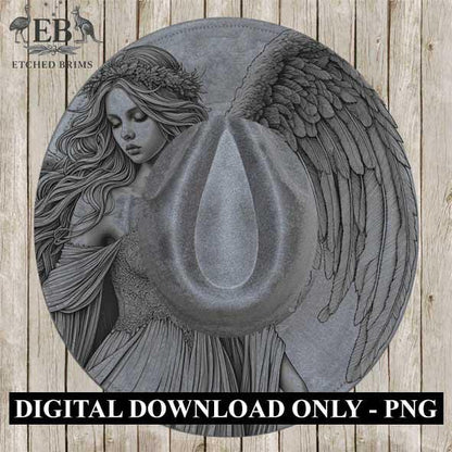 Hat Burning Design, Angel Wings 11, Digital File, PNG, PDF, Hat Burning Template, Cowgirl Hat, Laser Engraving, Wide Brim Hat Design, EB202