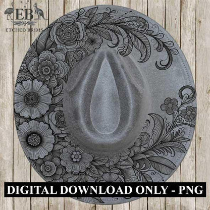 Flowers 1, Laser Hat Burning Design, Digital Download PNG, Hat Burning Template, Hat Laser Engraving Design, Hat File EB59