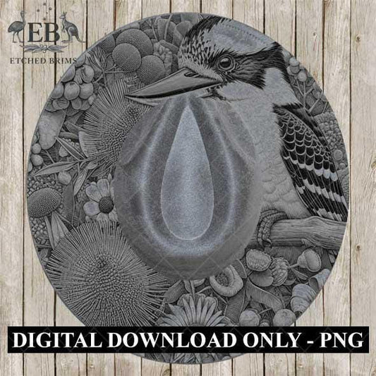 Hat Burning Design, Australian Kookaburra Bird, Australian Native Flowers, Hat Burning Template, Hat Burning Stencil, PDF & PNG File, EB436