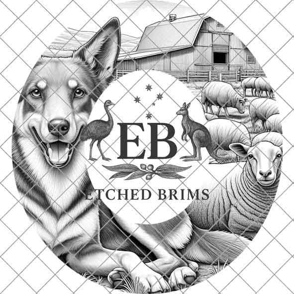 Kelpie Dog 9, Sheep, Laser Hat Burning Design, Digital Download, Hat Burning Template, Hat Laser Engraving Design, Wide Brim Hat File EB266