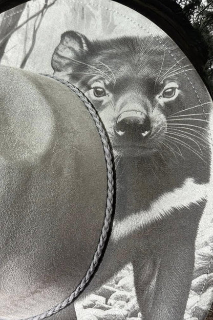 Devil In the Dust – Laser Engraved Tasmanian Devil Brim Hat, Wide Brim Hat, Vegan Suede Fedora Hat, Laser Engraved, Burned Fedora