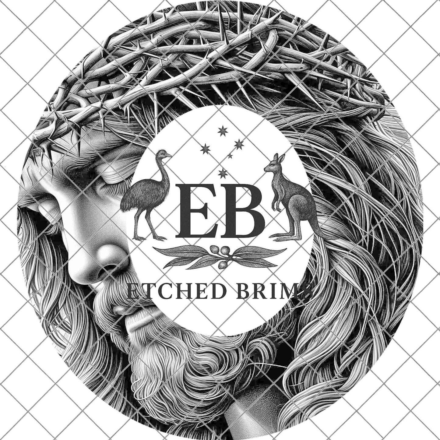 Jesus Crown of Thorns, Hat Burning Design, Christian Wide Brim Hat Design, Laser Engraving Brim Template PNG, EB688