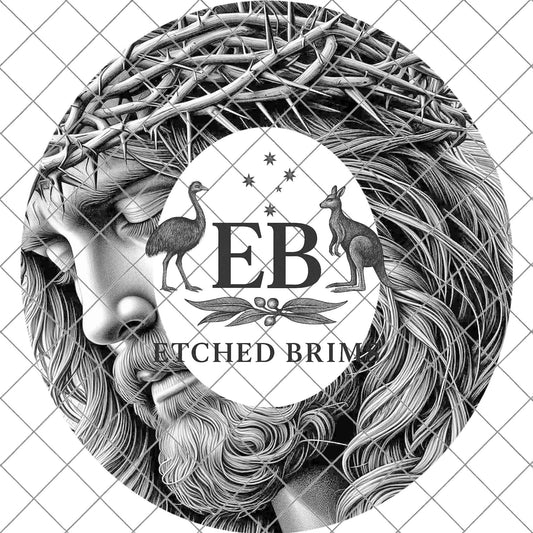 Jesus Crown of Thorns, Hat Burning Design, Christian Wide Brim Hat Design, Laser Engraving Brim Template PNG, EB688
