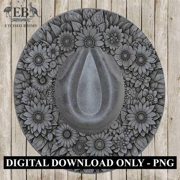 Flowers 9 Hat File, Hat Burning Design, Digital Download PNG, Hat Burning Template, Hat Laser Engraving Design, Hat File EB291