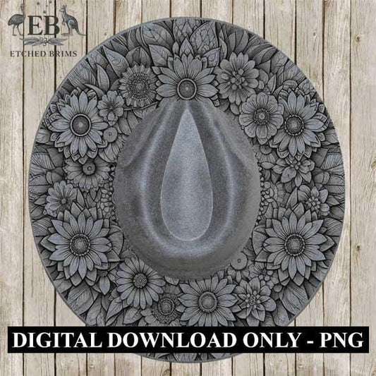 Flowers 9 Hat File, Hat Burning Design, Digital Download PNG, Hat Burning Template, Hat Laser Engraving Design, Hat File EB291