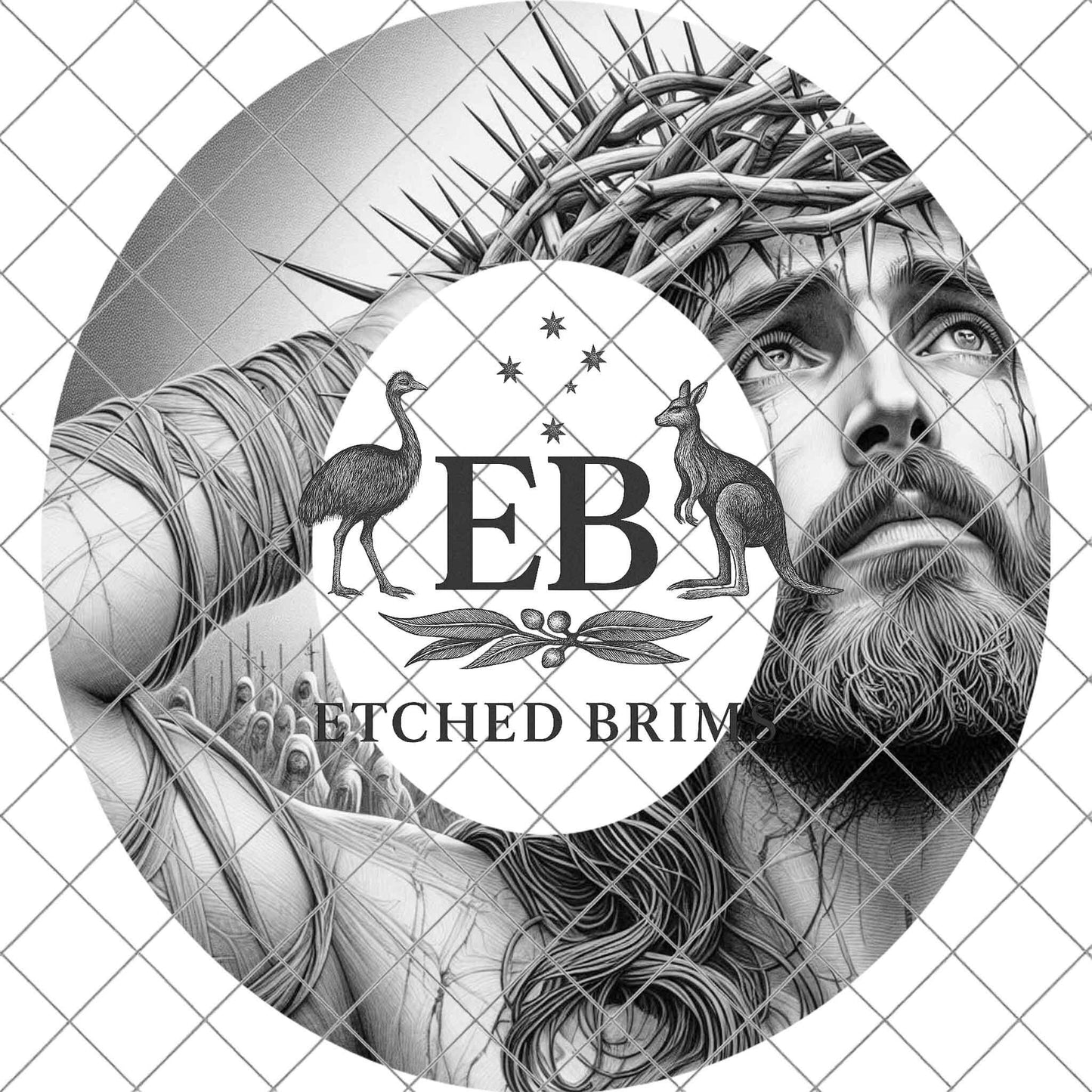 Jesus Crown of Thorns, Hat Burning Design, Christian Wide Brim Hat Design, Laser Engraving Brim Template PNG, EB690