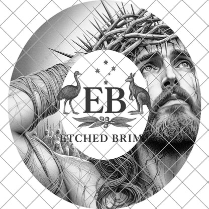 Jesus Crown of Thorns, Hat Burning Design, Christian Wide Brim Hat Design, Laser Engraving Brim Template PNG, EB690