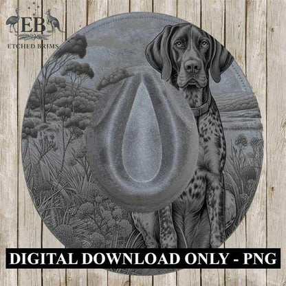 Hat Burning Design, German Short haired Pointer, Hat Engraving Template, PNG, PDF, Farm Dog Design, Digital File for Burning Hats – EB396A