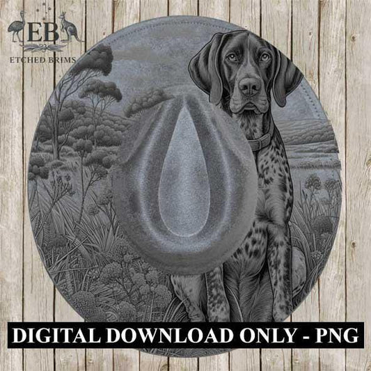 Hat Burning Design, German Short haired Pointer, Hat Engraving Template, PNG, PDF, Farm Dog Design, Digital File for Burning Hats – EB396A