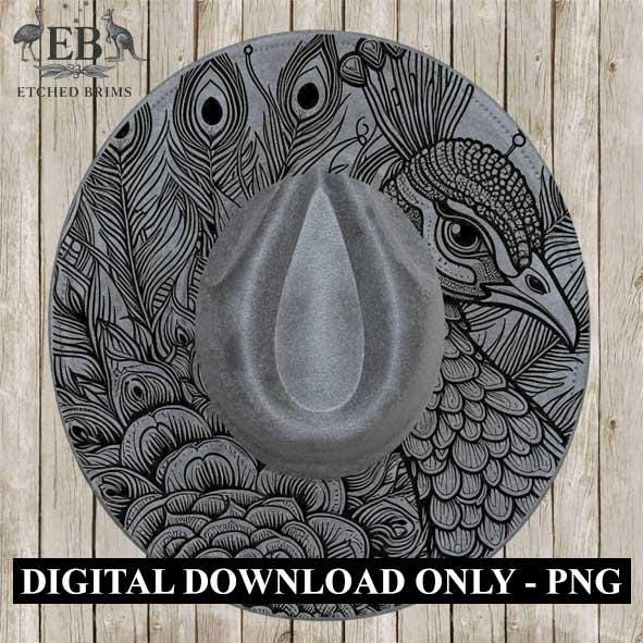 Peacock 9 Hat File, Hat Burning Design, Digital Download PNG, Hat Burning Template, Hat Laser Engraving Design, Bird Design, Hat File EB336