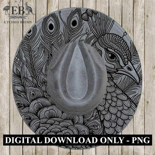 Peacock 9 Hat File, Hat Burning Design, Digital Download PNG, Hat Burning Template, Hat Laser Engraving Design, Bird Design, Hat File EB336