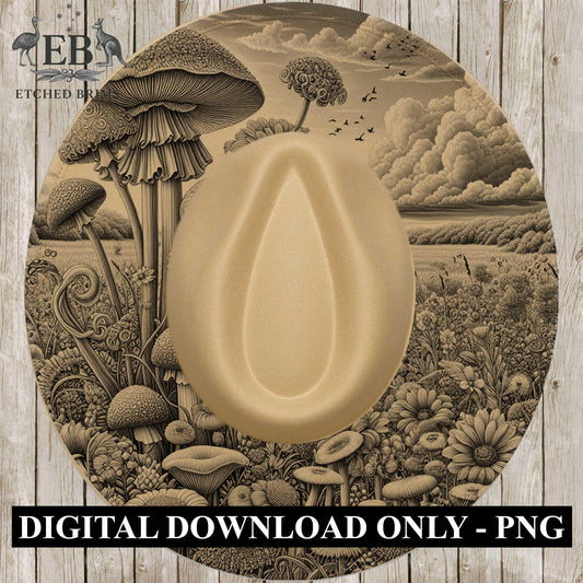 Mushrooms & Wildflowers, Hat Burning Design, Digital Download PNG, Laser Engraving File, EB1020