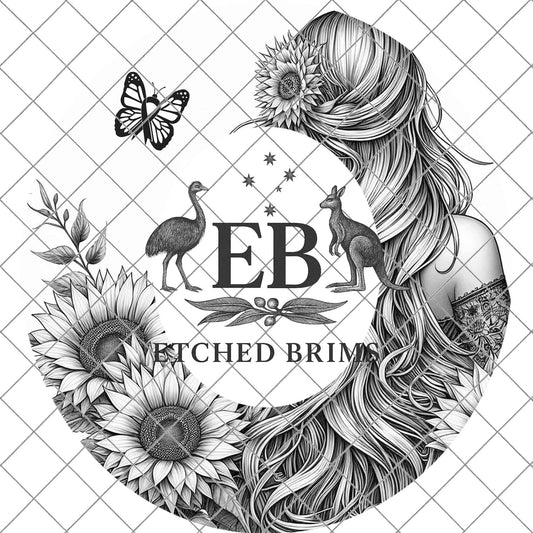 Breast Cancer Awareness Sunflowers, Hat Burning Template, Laser Hat Burning Designs, Digital Download PNG & PDF, Printable Template, EB830