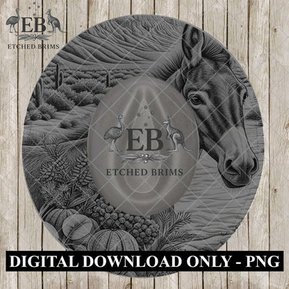 Western Mule Hat Burning Design | Desert Cactus Brim Template| Cowboy Hat Laser Design, EB1196