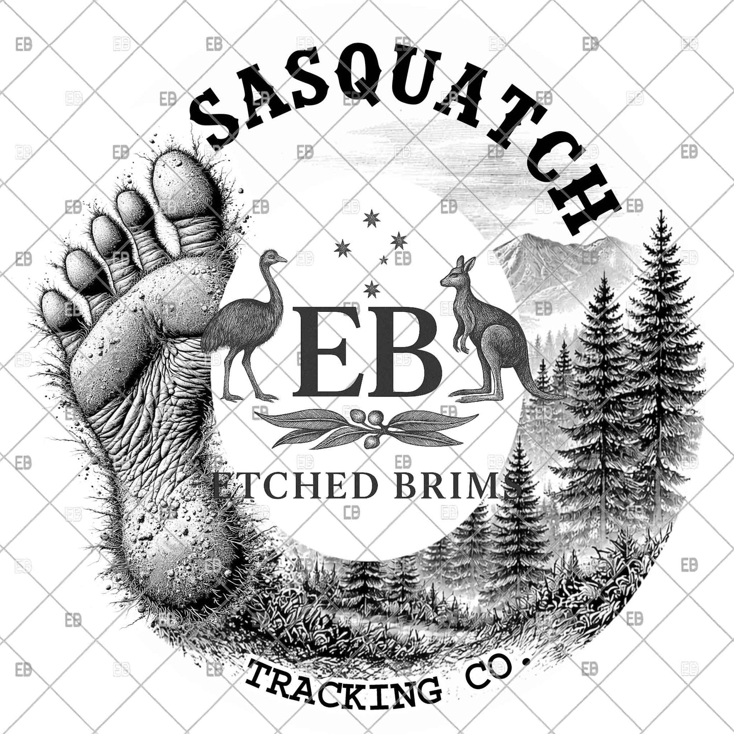 Bigfoot Foot Print, Hat Burning Design | Sasquatch Hat Engraving Design | Hat Burning File | Laser Download, EB1224BC